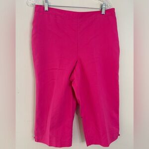 Alfred Dunner Petite pants hot pink crop pull on elastic waist SZ 14P